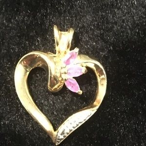 925/Gold Overlay Pink Topaz Heart Pendant